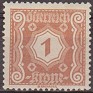 Austria - 1922 - Numbers - 1 - Brown - Numbers - Scott J103 - 0
